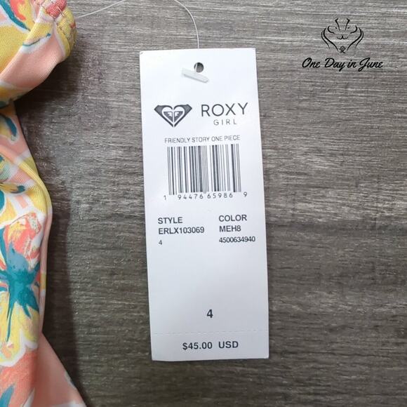 Roxy Girl's Friendly Story One Piece Swimsuit Size 4 - Picture 2 of 3